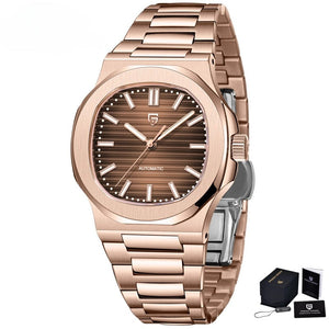 Men's Stainless Steel Automatic Mechanical Waterproof Barrel-shaped Wristwatch Michan Direct
