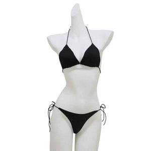 Push-Up Slimming Solid Black Bikini Set