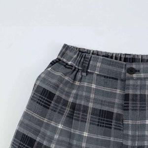 Lightweight Gray Checkered Wide-Leg Pants
