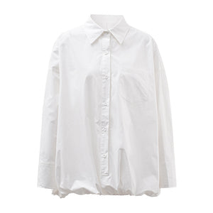 Japanese minimalist commuting collar silhouette white shirt with loose and niche design, elastic irregular shirt eprolo