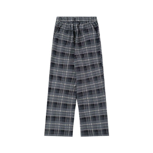 Lightweight Gray Checkered Wide-Leg Pants