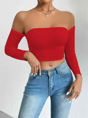 Strapless Slim Waist-Trimming Short Sleeve Top