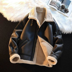 Winter Fleece Cashmere Leather Coat - MRC STOREJacketsMEC STOREWinter Fleece Cashmere Leather Coat MEC STORE 60.00MRC STORECJPK255533504DWBlack2XL