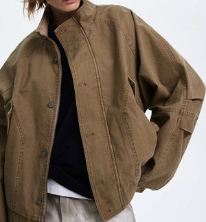American Barn Style Color Block Leather Collared Jacket - MRC WEAR