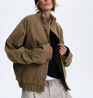 American Barn Style Color Block Leather Collared Jacket - MRC WEAR