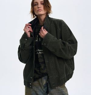 American Barn Style Color Block Leather Collared Jacket - MRC WEAR