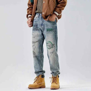 American Print Loose Jeans - MRC STOREbottomsMRC StoreAmerican Print Loose JeansMRC STORECJXX199395301AZBlue28