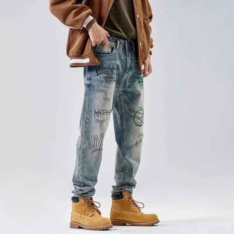 American Print Loose Jeans - MRC STOREbottomsMRC StoreAmerican Print Loose JeansMRC STORECJXX199395301AZBlue28