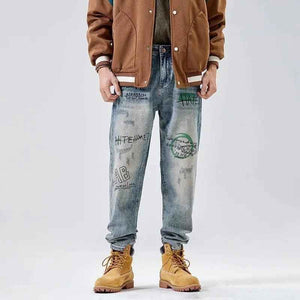 American Print Loose Jeans - MRC STOREbottomsMRC StoreAmerican Print Loose JeansMRC STORECJXX199395301AZBlue28