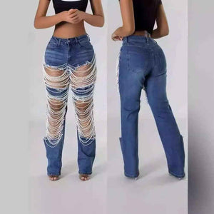 Bead Chain Jeans - MRC STOREbottomsMRC StoreBead Chain JeansMRC STORECJLY206248711KPDark Blue2XL