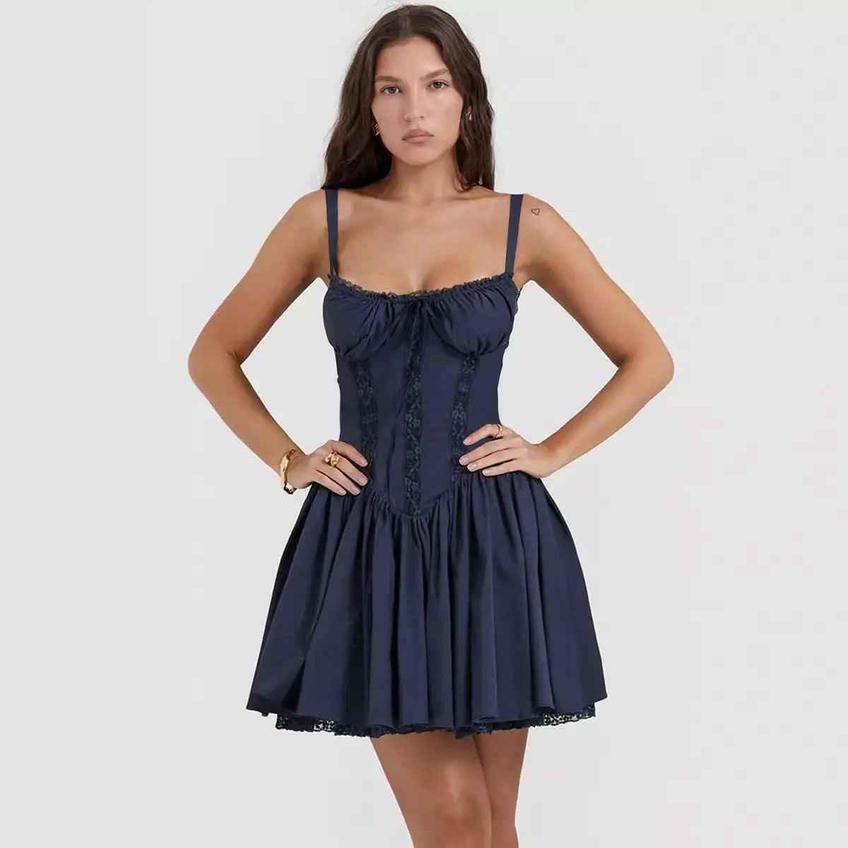 Summer Lace Suspender Dress - MRC STOREclothesMRC STORESummer Lace Suspender DressMRC STORECJLY201666611KPNavy BlueL