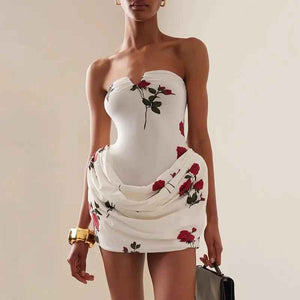 Printed Pleated Folding Dress - MRC STOREDressMRC STOREPrinted Pleated Folding DressMRC STORECJLY209294806FUWhiteL