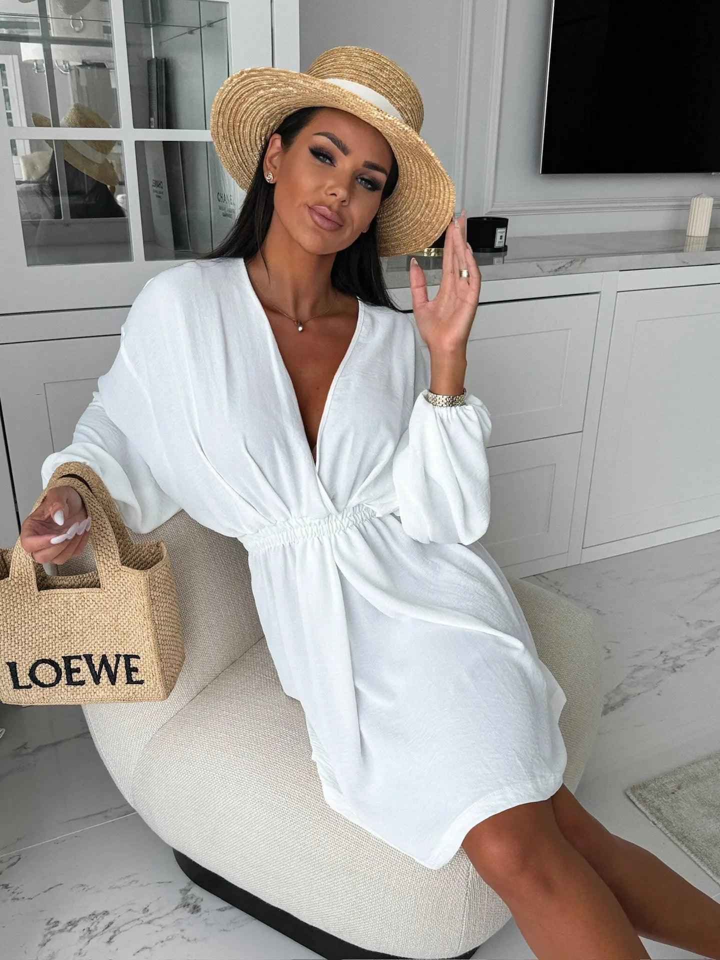 V - Neck Waist - Defining Dress - MRC STOREDressMRC STOREV - Neck Waist - Defining DressMRC STORECJLY208808608HSWhiteL