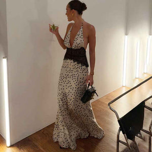Polka Dot Hollow - Out Lace Halter Maxi Dress - MRC STOREDressMRC STOREPolka Dot Hollow - Out Lace Halter Maxi DressMRC STORECJLY263856703CXPolka DotL