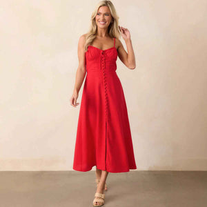 Backless Strappy Slim - Fit Midi Dress - MRC STOREDressMRC STOREBackless Strappy Slim - Fit Midi DressMRC STORECJLY262157908HSRedL