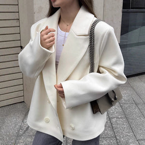 Niche Design Casual White Small Suit Jacket - MRC STOREJacketsMRC STOREPerson wearing a white blazer with a neutral backgroundMRC STORECJYD255286503CXBeigeL