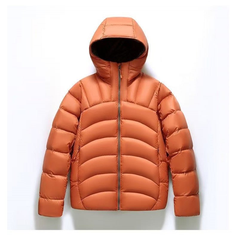 Unisex Hooded Down Jacket — Couple Style Ribbed Design - MRC STOREJacketsMRC STOREOrange puffer jacket with a hood on a white backgroundMRC STORECJYD259369210JQBright Orange2XL