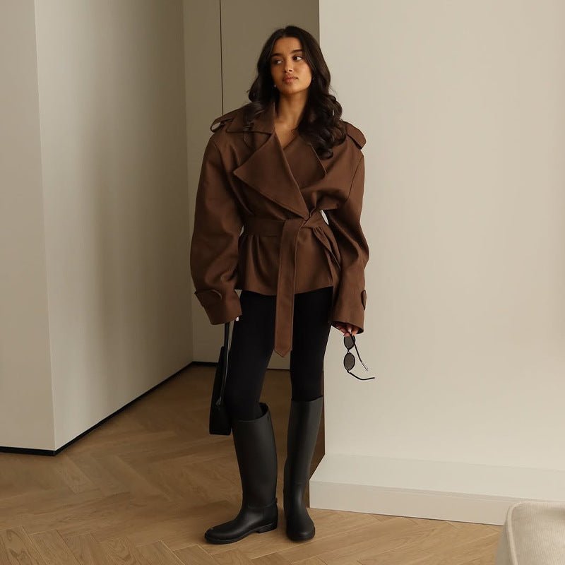 Fashion Waist - Controlled Long - Sleeved Coat - MRC STOREJacketsMRC STOREFashion Waist - Controlled Long - Sleeved Coat MRC STORE 48.00MRC STORECJYD254663811KPDark BrownL