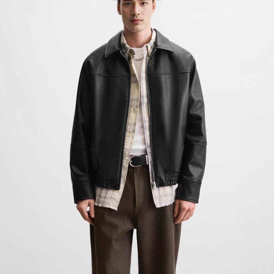 Faux Leather Slim Fit Biker Jacket Coat - MRC WEAR
