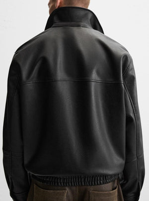 Faux Leather Slim Fit Biker Jacket Coat - MRC WEAR