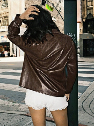 Maillard Casual Coat - MRC STOREJacketsMRC STOREWomen’s PU Jacket - Solid Color Street Style My Store MRC STORECJYD236035307GTDark BrownL