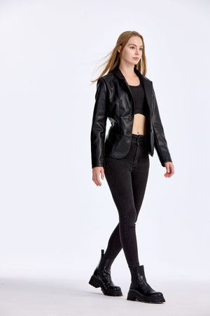 Slim-Fit Lightweight PU Leather Moto Jacket - MRC WEAR