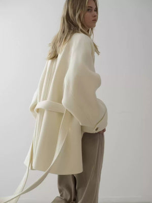 Elegant Belted Mid - Length Stand Collar Coat - MRC STOREJacketsMRC STOREElegant Belted Mid - Length Stand Collar Coat MRC STORE MRC STORECJQB261053002BYCream ColorM