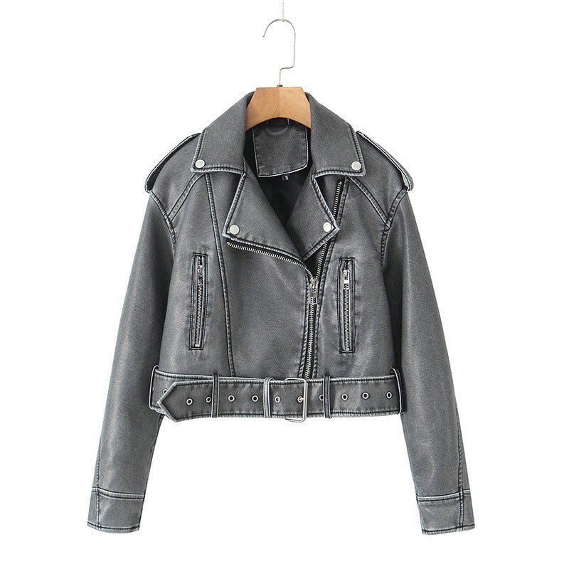 Retro Versatile Loose - Fit Faux Leather Jacket - MRC STOREJacketsMRC STORERetro Versatile Loose - Fit Faux Leather Jacket MRC STORE 95.22MRC STORECJYD259436603CXGrayL