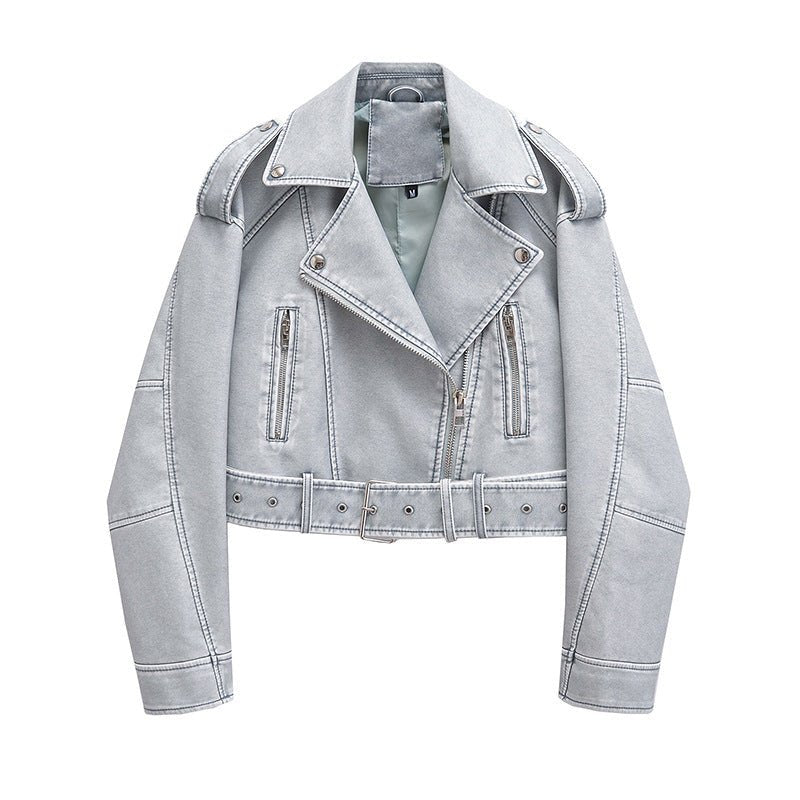 Retro Versatile Loose - Fit Faux Leather Jacket - MRC STOREJacketsMRC STORERetro Versatile Loose - Fit Faux Leather Jacket MRC STORE 95.22MRC STORECJYD259436606FULight BlueL