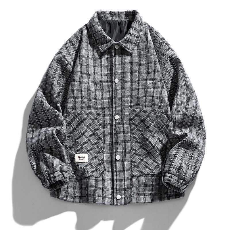 Color Block Houndstooth Plus Size Shirt Jacket - MRC WEAR