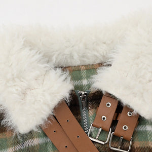 American Retro Color-Block Plaid Wool Coat - MRC WEAR