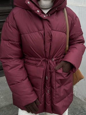 Wine Red Hooded Cotton Jacket - MRC STOREJacketsMRC STOREWine Red Hooded Cotton Jacket MRC STORE MRC STORECJJK255464603CXWine RedL