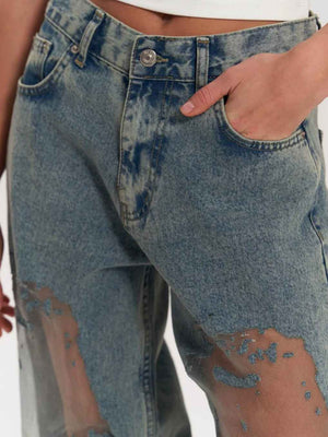 Vintage Hollow Textured Straight - Leg Jeans - MRC STOREjeansMRC STOREVintage Hollow Textured Straight - Leg JeansMRC STORECJNZ232426304DWBlueL