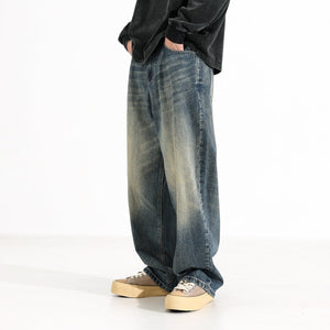 Vintage Denim Style Wide Leg Jeans - MRC STOREjeansMRC STOREPerson wearing blue jeans and a black shirt on a white backgroundMRC STORECJNZ245828910JQRetro Blue with Velvet28