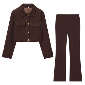 Piped Short Jacket & Flare Pants Set - MRC STOREsetMRC STOREPiped Short Jacket & Flare Pants Set MRC STORE MRC STORECJLS260800808HSPantsL