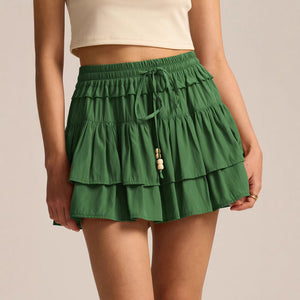 High-Waisted Drawstring Liner Mini Skirt - MRC WEAR