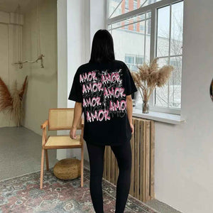 Tatted Letter Print T-Shirt - MRC STOREsleeveMRC STORETatted Letter Print T-ShirtMRC STORECJCS204234406FULS3564 BlackL