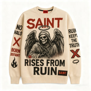 Oversized Loose-Fit Long Sleeve Pullover Sweatshirt - MRC WEAR