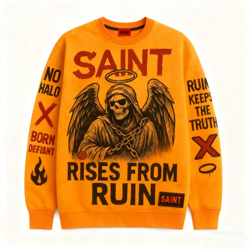 Oversized Loose-Fit Long Sleeve Pullover Sweatshirt - MRC WEAR