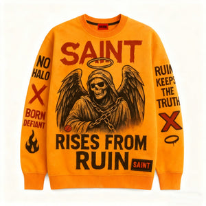 Oversized Loose-Fit Long Sleeve Pullover Sweatshirt - MRC WEAR