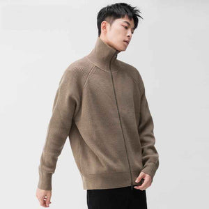 Korean Loose Turtleneck Zip - Up Knit Cardigan - MRC STORESweaterMRC STOREKorean Loose Turtleneck Zip - Up Knit CardiganMRC STORECJYD263219609IRGray Green2XL