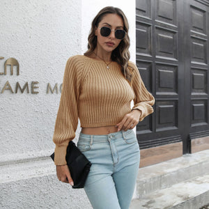 Sunken Stripe Raglan Sleeve Short Sweater - MRC STOREsweaterMRC STORESunken Stripe Raglan Sleeve Short Sweater MRC STORE MRC STORECJMY255228606FUWheat YellowL