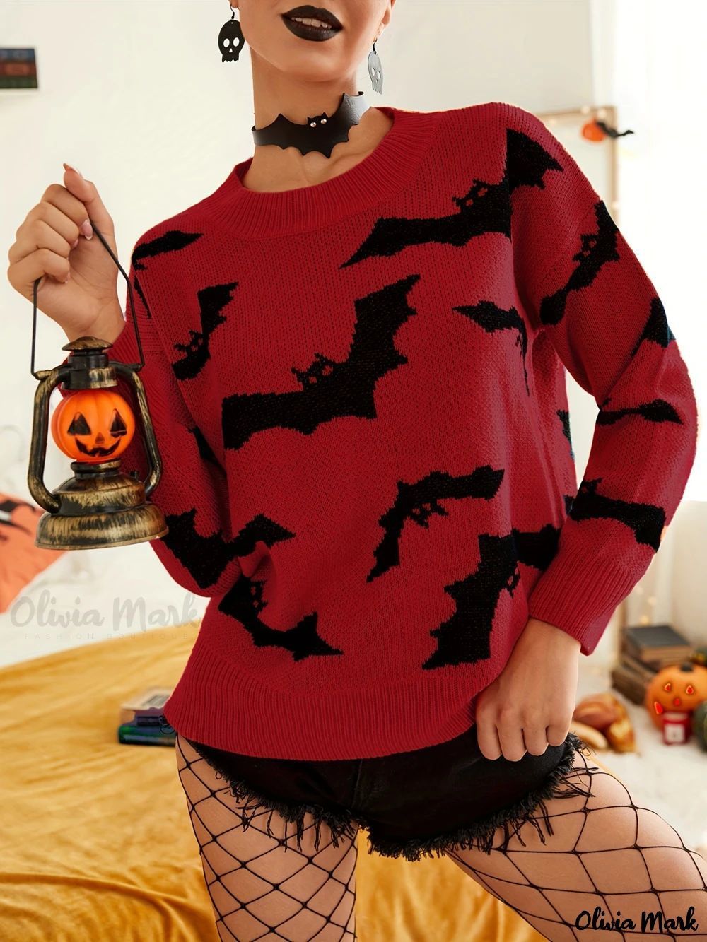 Halloween Brocade Knit Sweater - MRC STOREsweaterMRC STOREHalloween Brocade Knit Sweater MRC STORE 35.00MRC STORECJMY246315907GTRedL