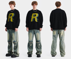 Loose Trendy Round Neck Long Sleeve Sweater - MRC STORESweaters & HoodiesMRC STORELoose Trendy Round Neck Long Sleeve Sweater MRC STORE MRC STORECJWY229521902BYBlackL