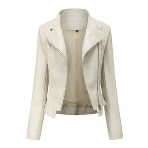 Slim Fit PU Leather Coat - MRC STORETopMRC STORESlim Fit PU Leather CoatMRC STORECJYD210764834HSBeigeE US