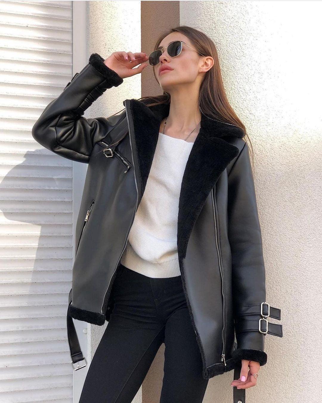 Suede Lapel Zipper Coat - MRC STORETopMRC STOREEuropean and American Suede Lapel Zipper Coat - MRC STOREMRC STORECJYD211489903CXBlack PU LeatherL