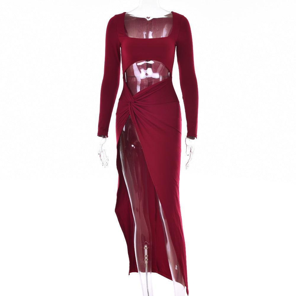 U - Neck Long Sleeve Evening Dress - MRC STORETopMRC STOREElegant Long Sleeve Dress - MRC STOREMRC STORECJLY167027707GTWine RedL