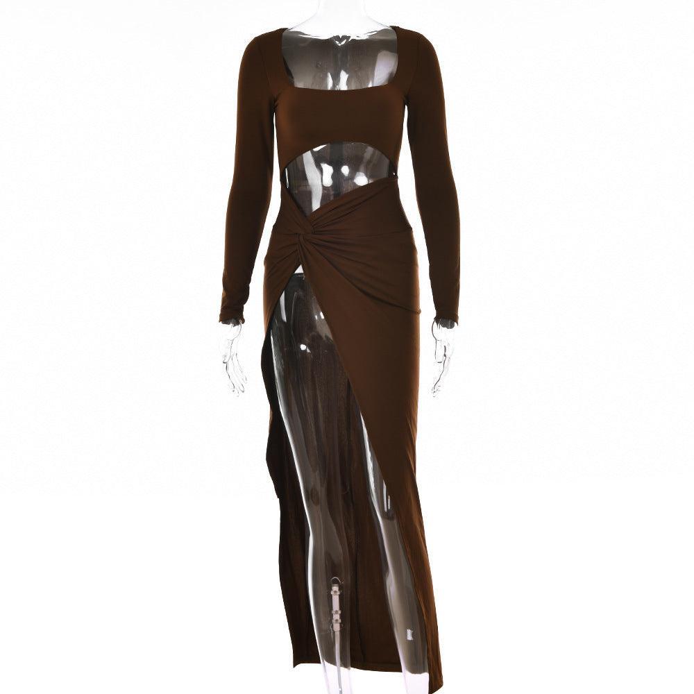 U - Neck Long Sleeve Evening Dress - MRC STORETopMRC STOREElegant Long Sleeve Dress - MRC STOREMRC STORECJLY167027710JQBrownL