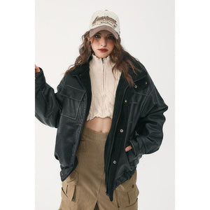Winter Coat PU Leather Coat with Lamb Wool Lining - MRC STORETopMRC STOREWinter Coat PU Leather Coat with Lamb Wool Lining - MRC STOREMRC STORECJPK211782702BYBlackL