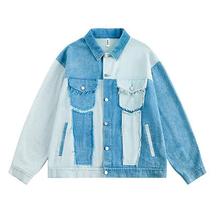 Irregular Color Contrast Patchwork Denim Jacket - MRC STORETopMRC STOREIrregular Color Contrast Patchwork Denim Jacket - MRC STOREMRC STORECJXZ209847202BYBlueL